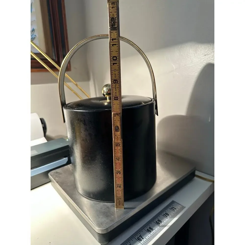 Vintage 1960’s Couroc California Poppy Black And Gold Ice Bucket Barware